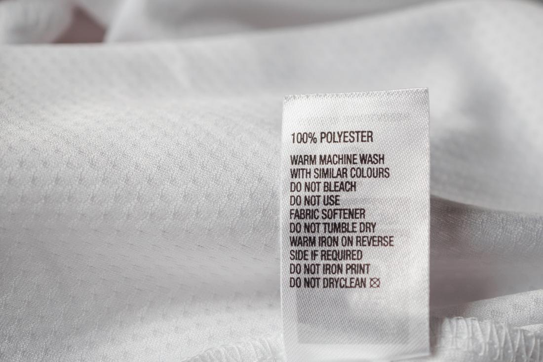 Polyester label on bedding for people who may have an allergy