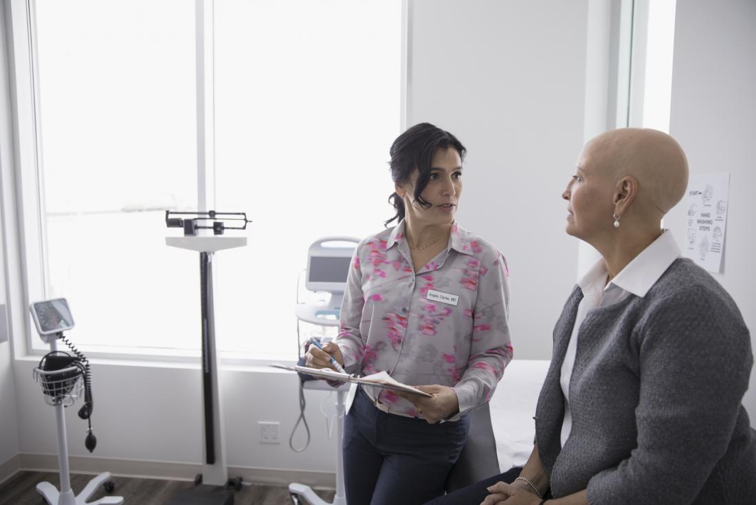cancer patient speaking to doctor