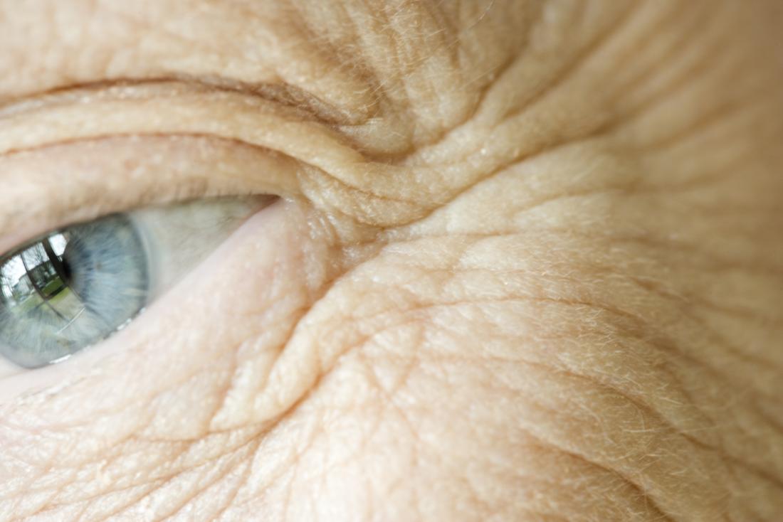 Close up of an older adult's eye