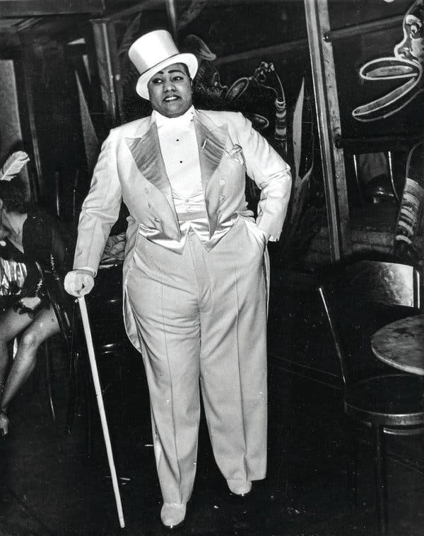 Gladys Bentley, Harlem’s most famous lesbian performer, at the Ubangi Club in Harlem in the early 1930s. 
