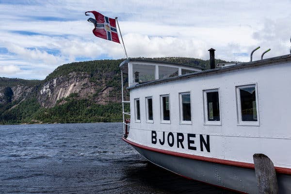 The Bjoren is a steamboat that transports people up and down the fjord.