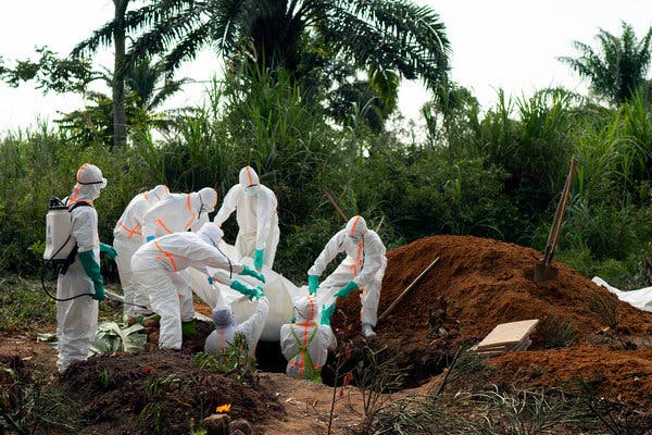 An Ebola victim was buried on Sunday in Beni, Congo.