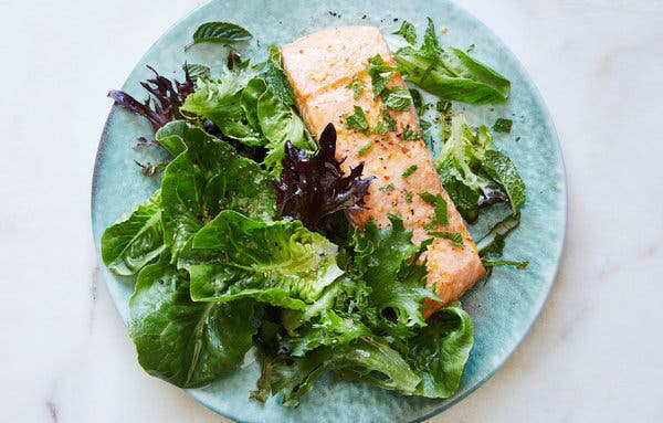 Colu Henry's broiled salmon with chile, orange, and mint butter