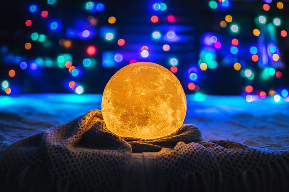 photo of a moon lamp