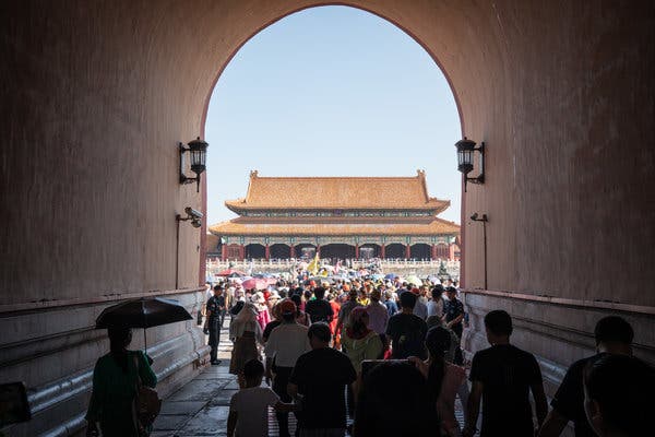 Visitors now throng the Forbidden City in Beijing.
