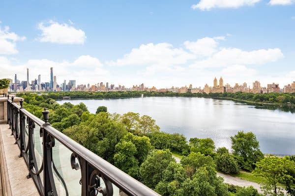The penthouse has around 3,000 square feet of outdoor space that provide direct views of the Central Park reservoir.