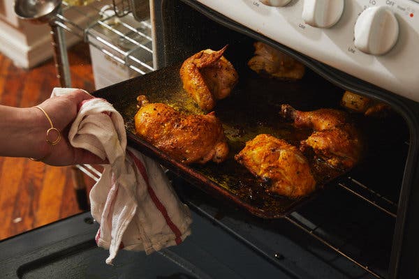In this recipe the best parts of cooking chicken are not lost to the sheet pan.