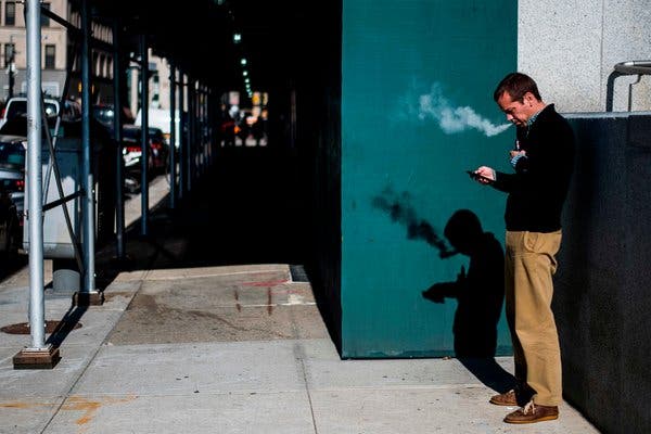 Vaping in New York. E-cigarette manufacturers such as Juul are facing increased scrutiny and regulation in the United States.