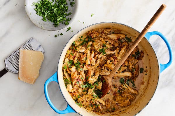 Velvety chicken ragù with fennel is good served with egg noodles or all on its own. Save a cup to make those hand pies. 