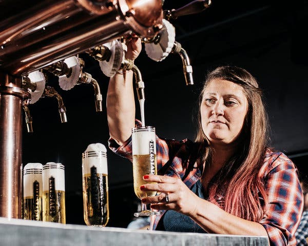 Bierstadt Lagerhaus, in Denver, takes at least five minutes to pour its Slow Pour Pils. Here, Ashleigh Carter, a founder and the head brewer, did the honors.