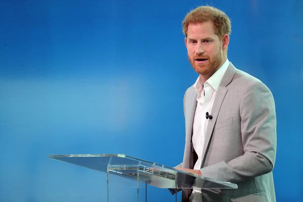 Prince Harry, Duke of Sussex announces Travalyst, a partnership between himself, Booking.com, SkyScanner, CTrip, TripAdvisor and Visa, at A'dam Tower in Amsterdam.