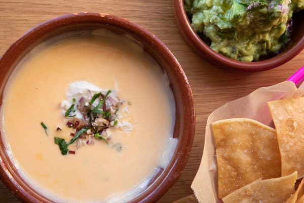 The chef Josef Centeno makes a slick, flavorful queso with both Velveeta and Brebirousse d’Argental, along with other cheeses.