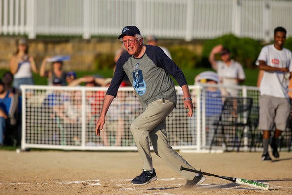 Mr. Sanders played in a softball game with staff members at the “Field of Dreams” in Dyersville, Iowa, in August. He has tried to project an image of fitness as a candidate.