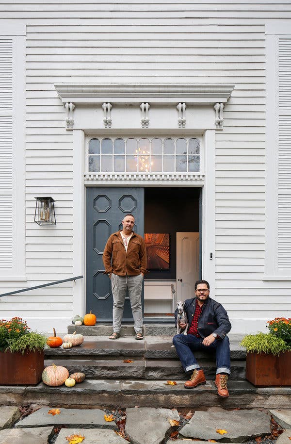 Matthew Bremer, left, the founder of Architecture in Formation, and his partner, Shaun Skura, bought an 1823 church in Phillipsport, N.Y., and converted it into a private home.