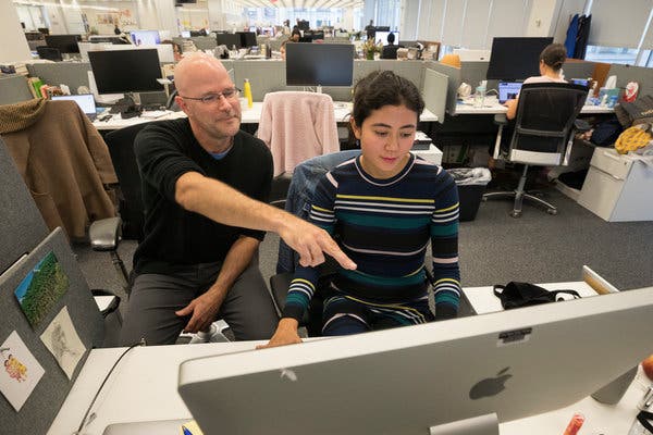 Daniel Jones and Miya Lee in The New York Times newsroom. Mr. Jones has been editing the Modern Love column for 15 years. As the projects assistant, Ms. Lee does everything from reading submissions to editing Tiny Love Stories, a spinoff installment.