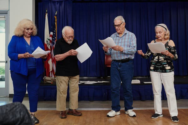 From left: Fran Friday, Nick Pietroforte, Alan White and Jean Tanner, perusing their scripts.