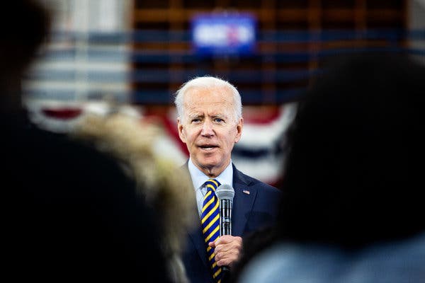 Joe Biden campaigning in Greenwood, S.C. He is one of the Democratic presidential candidates calling for a public option.