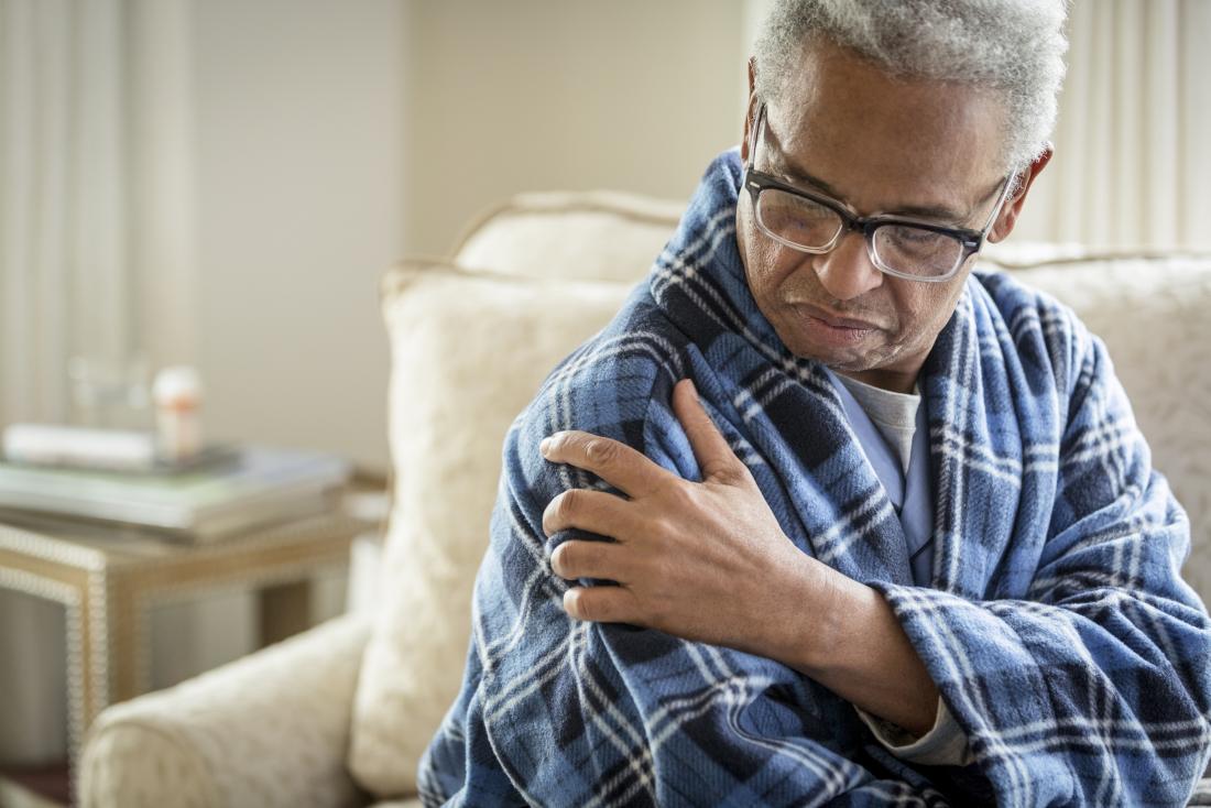 Senior man with shoulder pain because of palindromic rheumatism. 