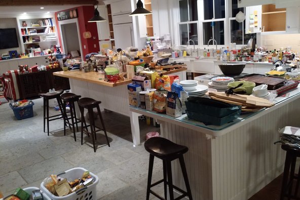 KJ Dell’Antonia’s kitchen, en route to tidiness. The process took 10 days.