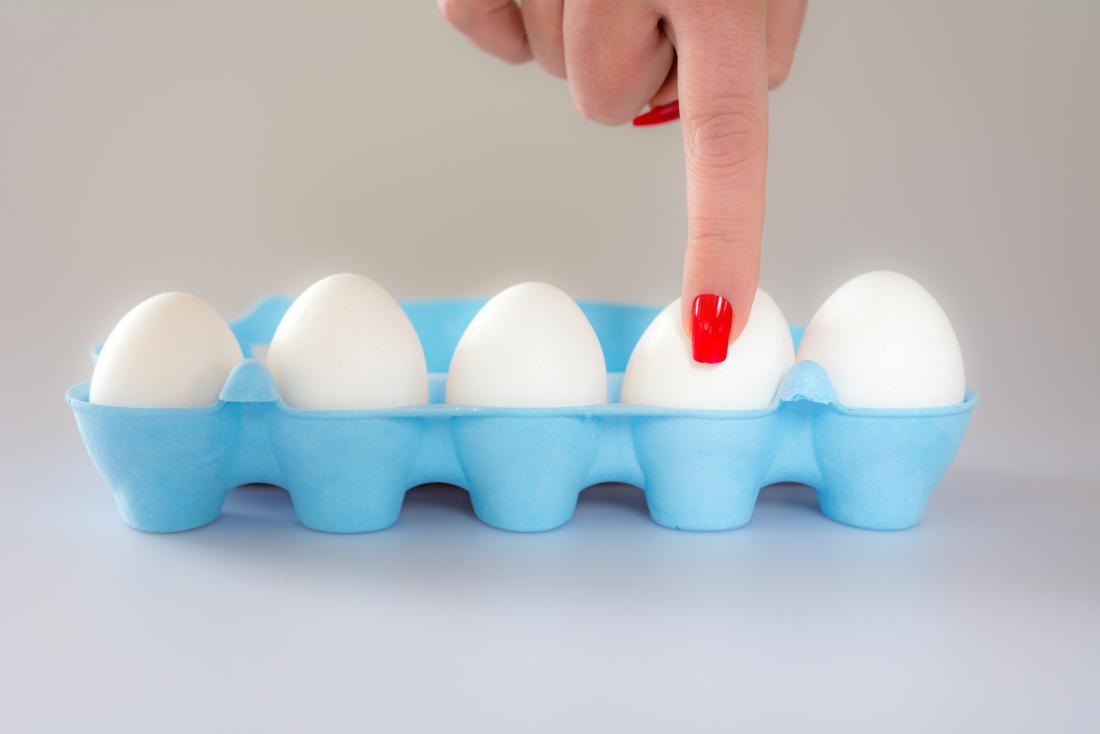Woman's finger counting eggs