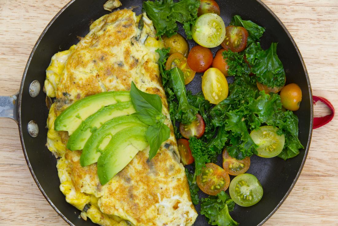 Omelette and avocado for a low-carb, high-fat diets