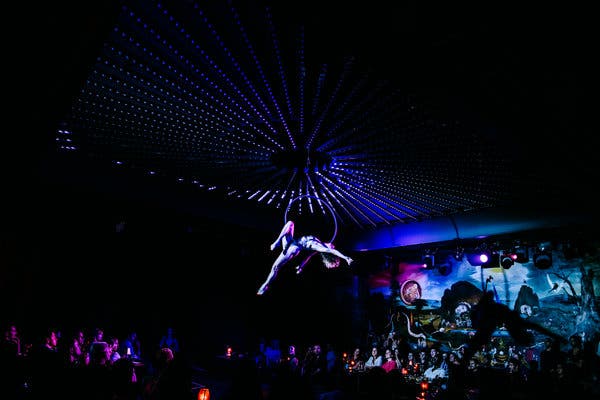 The two-hour dinner show included acrobatic performers.