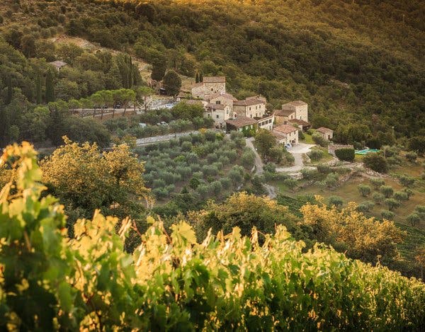 Chianti is the historic name of the hilly Tuscan wine region between Florence and Siena. Here, the Monteraponi winery, in Radda in Chianti.