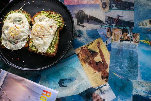 Locals Collective, a coffee shop one block from the surf beach, serves breakfast items, including (of course) avocado toast.
