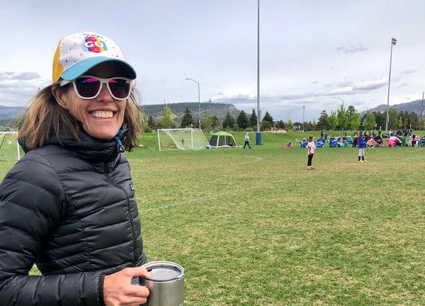 The author coaching her daughters’ lacrosse team at a tournament in Durango, Colo., in May.