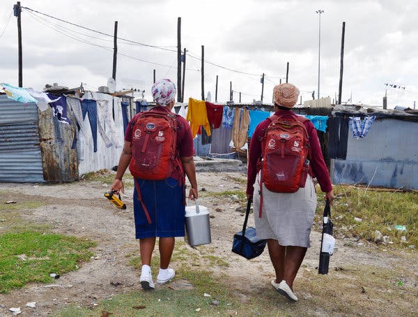 Two community health workers went  house to house in a community in Cape Town, South Africa, testing residents for H.I.V.