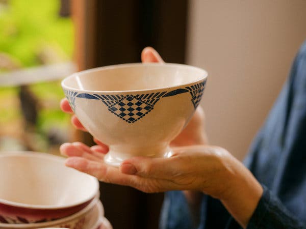 The first café au lait bowl from Alice Waters’s collection of over 50 bowls.