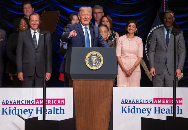 President Trump during a signing ceremony Wednesday for an executive order on kidney disease.