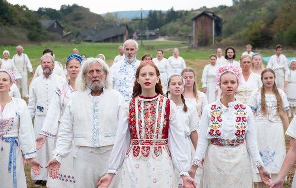 The pristinely garbed cult members of &ldquo;Midsommar&rdquo; engage in some very dark rituals.