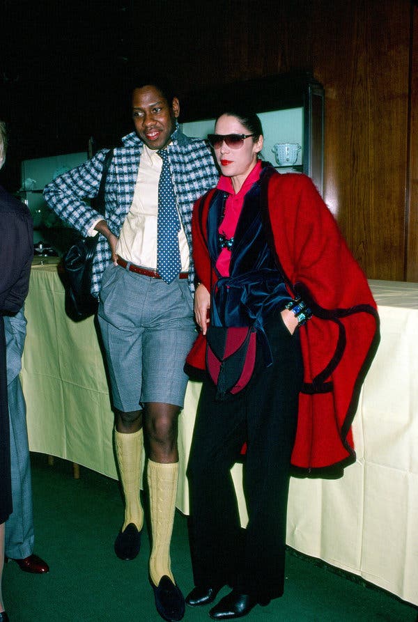 Ms. Schiano with the fashion journalist André Leon Talley in New York in about 1980. “She was admired by everyone who was important at that time in New York,” he said.
