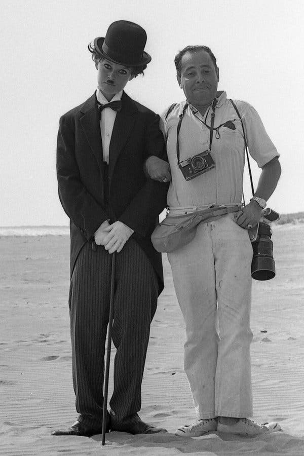 Mr. Suero posed with Brigitte Bardot, dressed as Charlie Chaplin, in Acapulco in 1965.