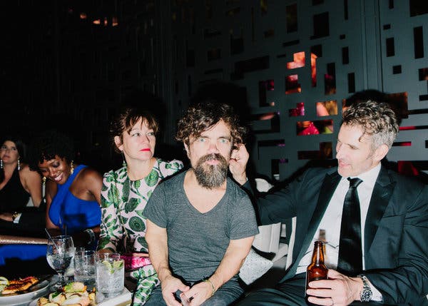 From left, Erica Schmidt, Peter Dinklage and David Benioff, a creator of “Game of Thrones” at the HBO party.
