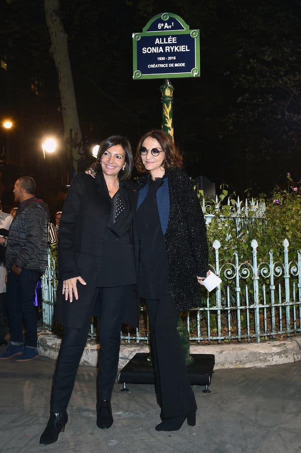 Mayor Anne Hidalgo, left, and Nathalie Rykiel at the celebration of the naming of Allée Sonia Rykiel in 2018 in Paris. 