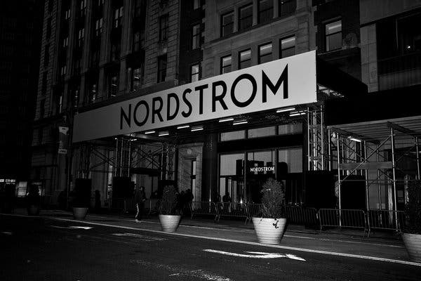 Fresh in from Seattle, Nordstrom is not attempting old-fashioned Manhattan windows.