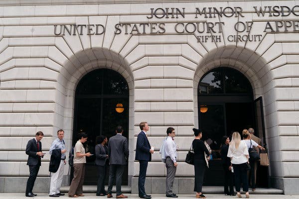 The public lined up in July to watch oral arguments in Texas v. U.S. at the United States Court of Appeals for the Fifth Circuit in New Orleans. 