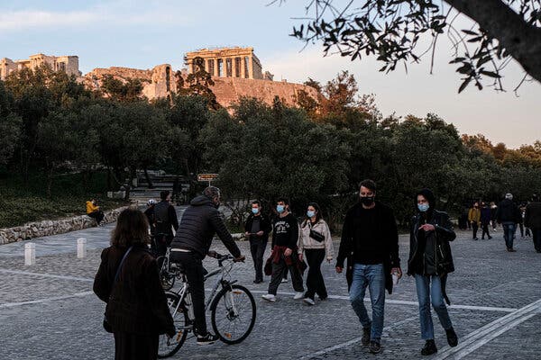 Walking near the Acropolis in Athens last month.