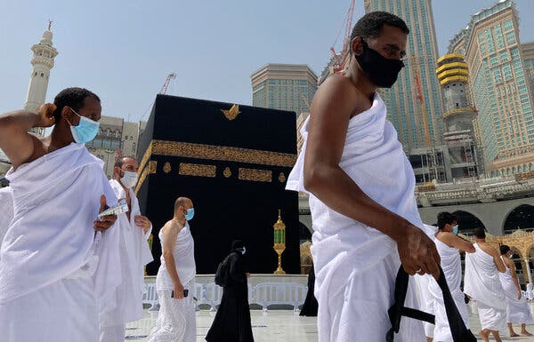Muslim pilgrims circumambulating the Kaaba during umrah, in Mecca, in May.