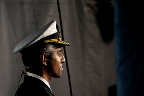The surgeon general, Dr. Vivek Murthy, during a television interview outside the White House on Wednesday.