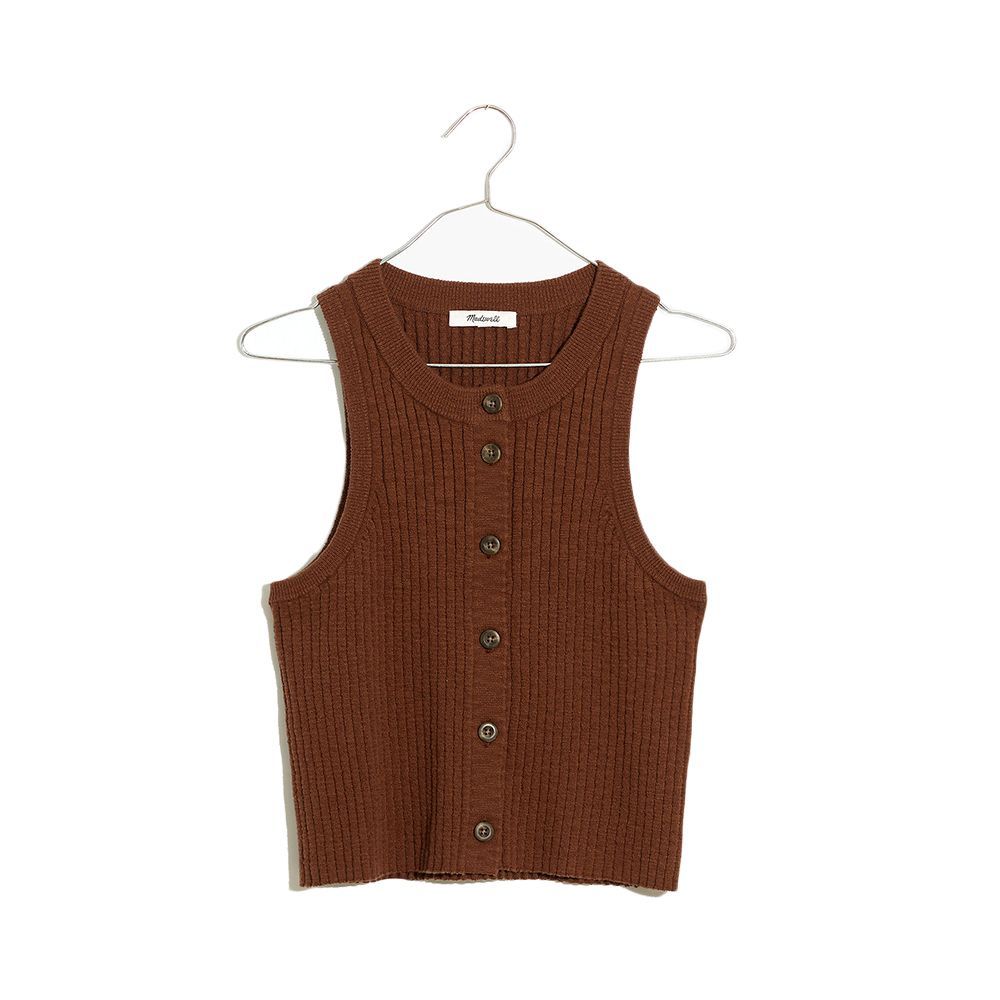 Kendale Button-Front Crop Sweater Tank