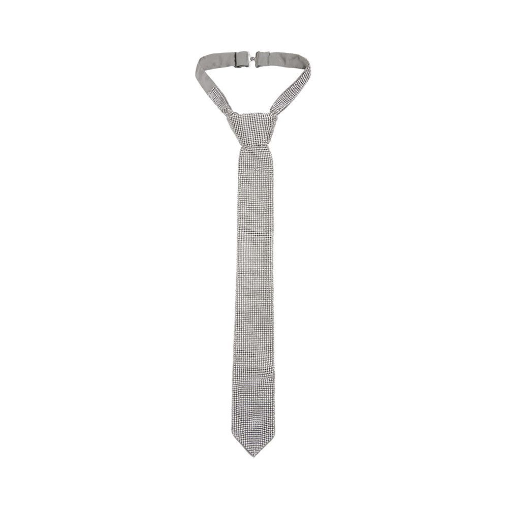 White Crystal Mesh Tie