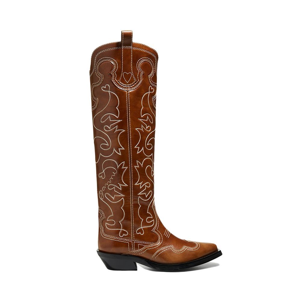 Embroidered Western Knee Boots