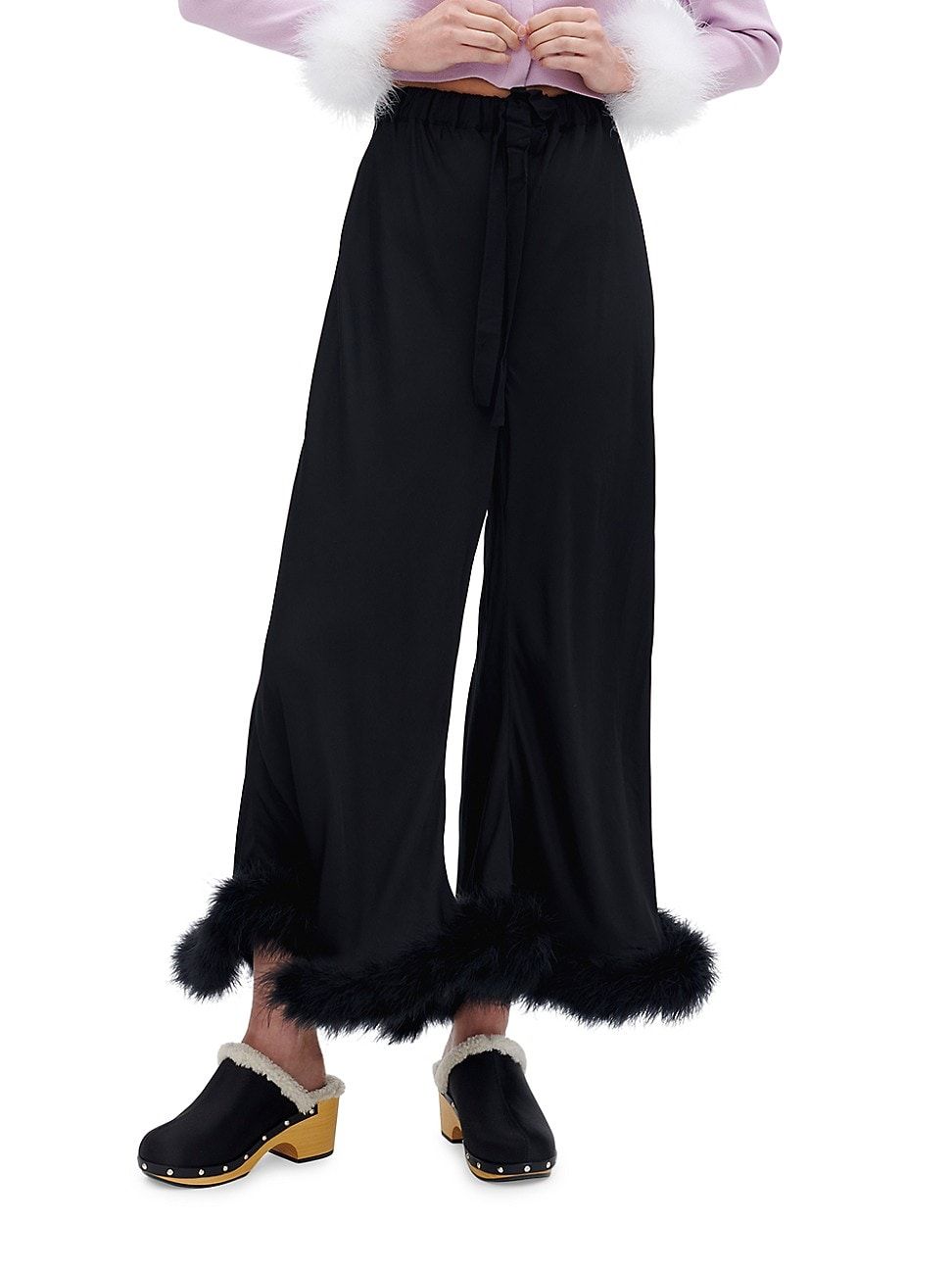 Boudoir Feather-Embellished Pants