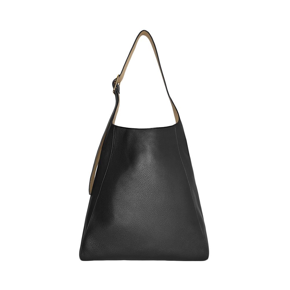 Curved Leather Tote Bag