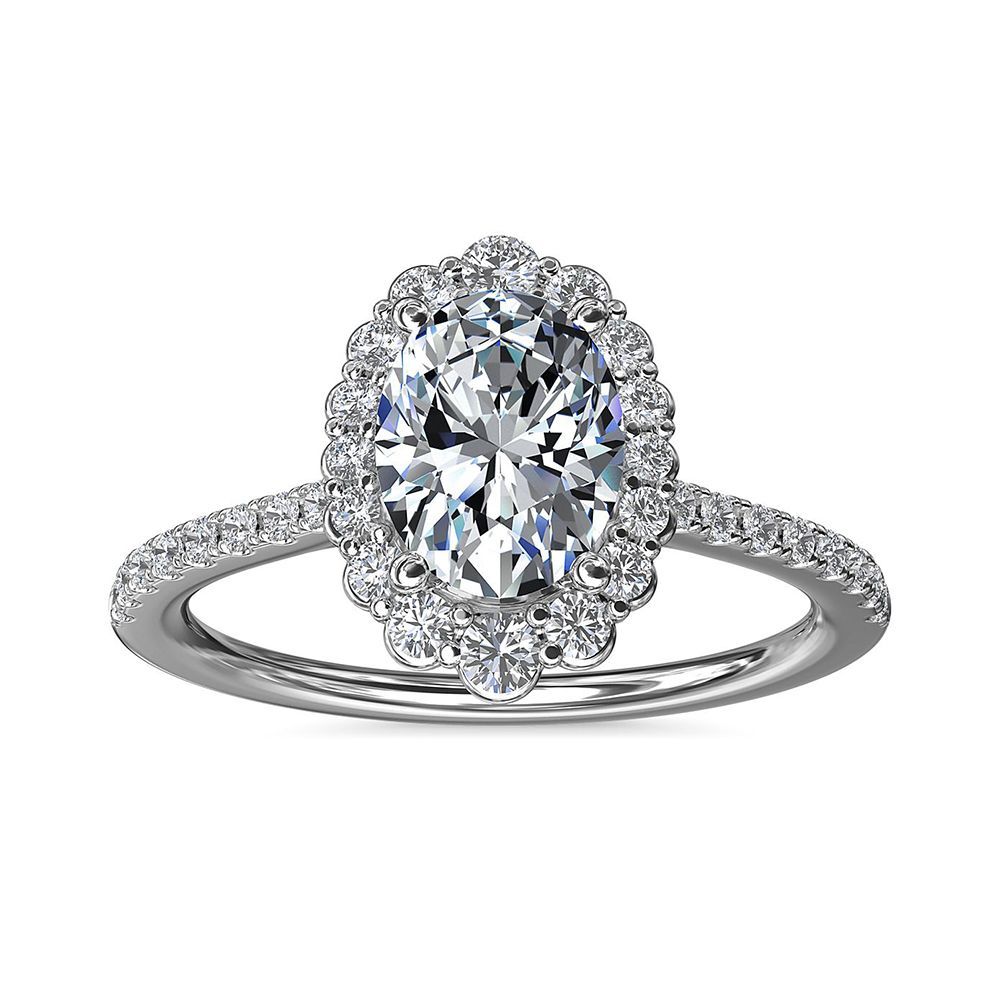 Crescendo Oval Halo Diamond Engagement Ring