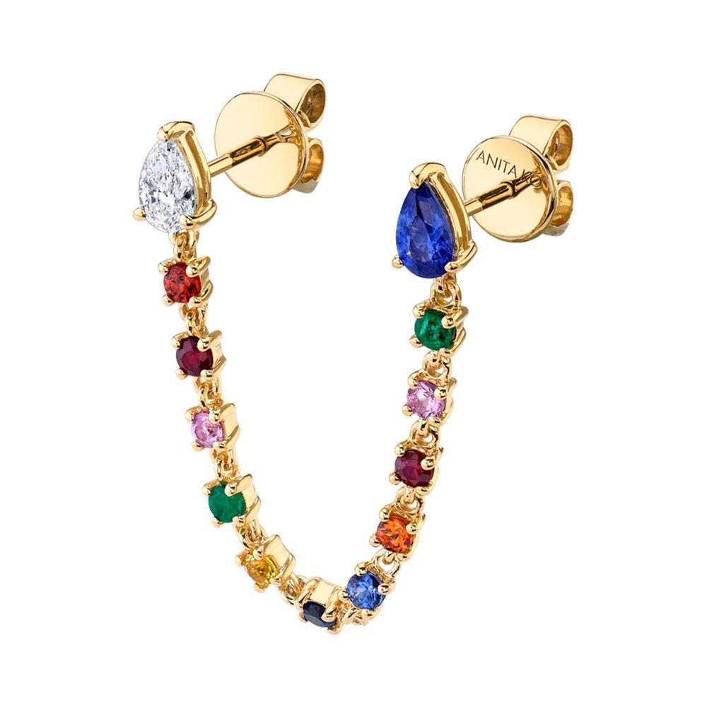 18-karat Gold, Sapphire and Diamond Earring
