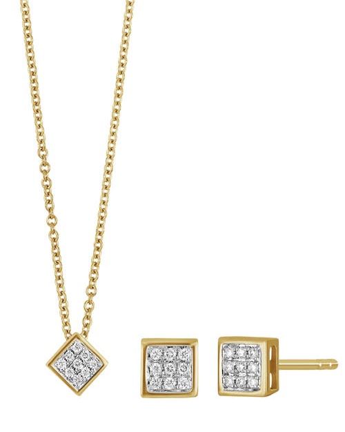 Icon Petite Diamond Stud Earrings and Pendant Necklace